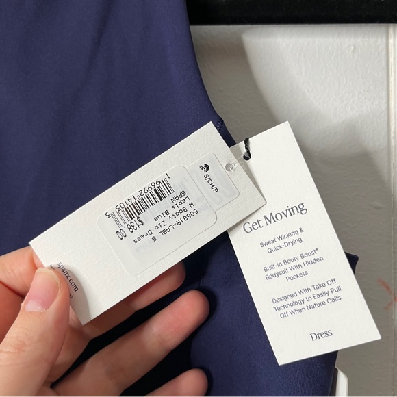 NWT SPANXshape™ Get Moving Zip Front Dress in Lapis Blue Women's S Sporty - Picture 7 of 10